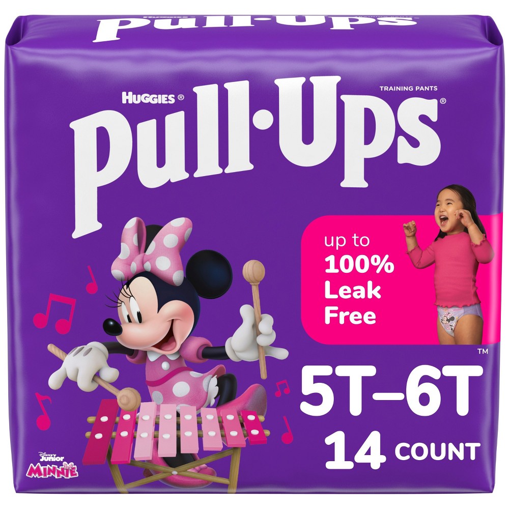 Girls' Pull-Ups potty training pants, size 5T-6T, 14-pack by Pasteur Pharmacy, showing colorful training pants for toddlers.