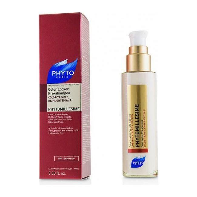 Pasteur Pharmacy Phyto Phytomillesime Color Locker Pre-Shampoo in 3.4 oz bottle, designed to protect hair color.