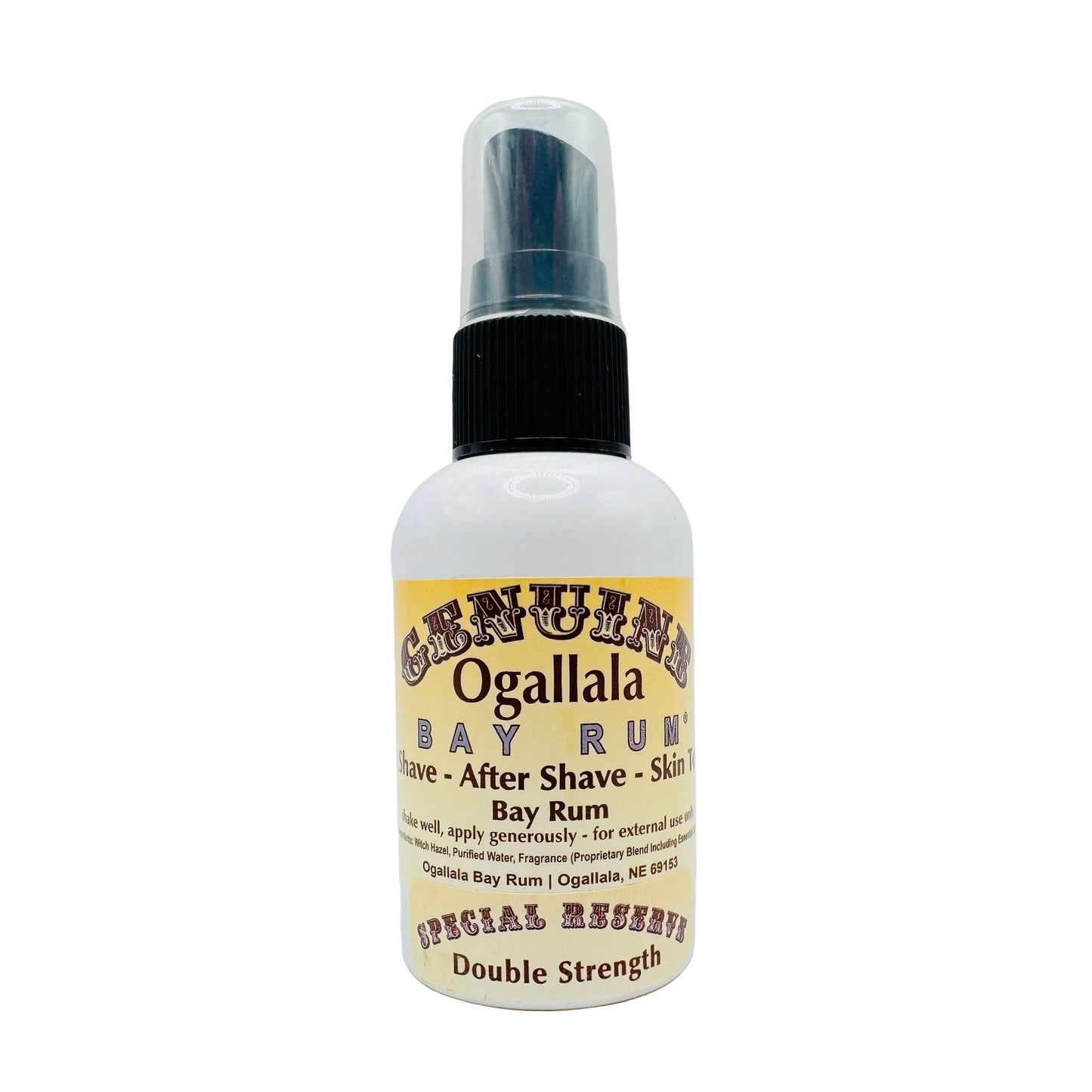Pasteur Pharmacy Ogallala Bay Rum Double Strength Pre Shave and After Shave Skin Toner in a 2 oz bottle
