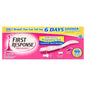 Two First Response Early Result pregnancy tests by Pasteur Pharmacy showing digital results on white test sticks.