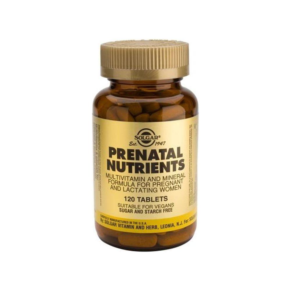 Solgar Prenatal Nutrients, 120 tablets, prenatal vitamins in bottle, designed for supporting healthy pregnancy and fetal development