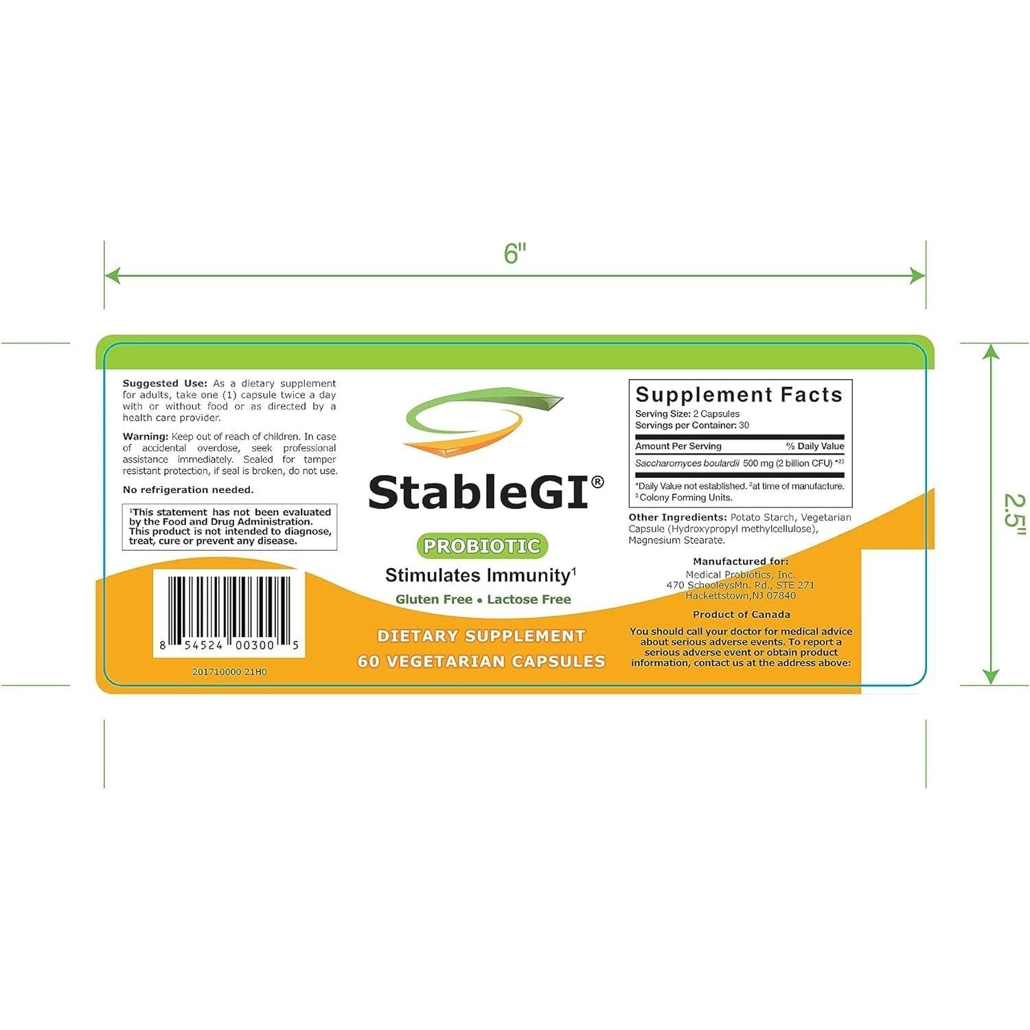 Stable GI Daily Probiotic capsules by Pasteur Pharmacy featuring 60 vegetable capsules for digestive health.
