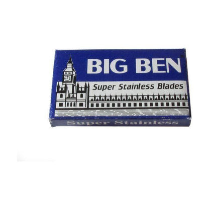 Big Ben Super Stainless Razor Blades from Pasteur Pharmacy, 20-pack of durable razor blades with sharp edges for close shaves.