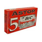 Bic Astor stainless double edge razor blades in a 5-pack, designed for precise shaving and durable use.