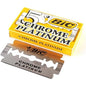 Bic Chrome Platinum double edge razor blades in a 20x5 pack, high-quality safety razor blades for smooth shaving.