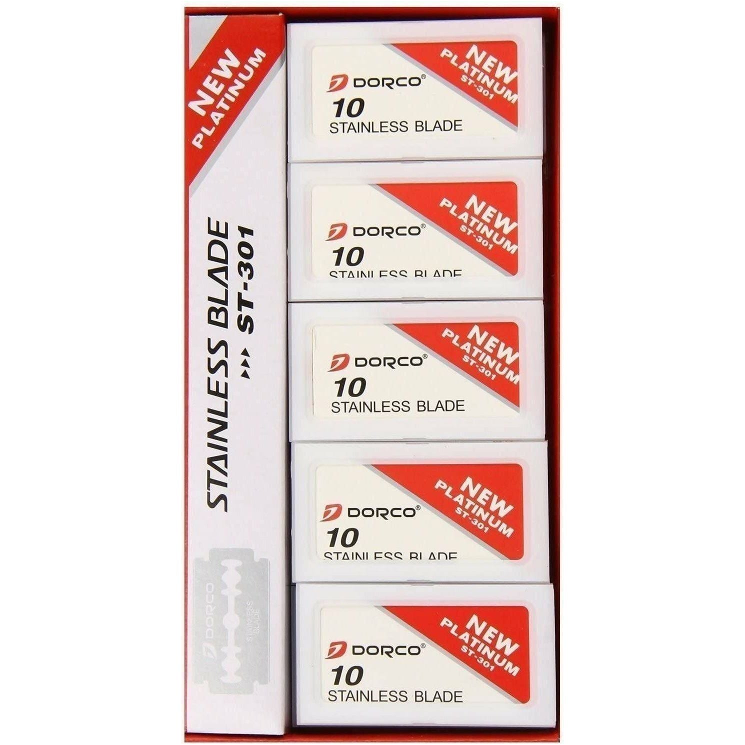 Dorco St-301 Double Edge Razor Blades from Pasteur Pharmacy, 10x10 pack of sharp safety razor blades for shaving.