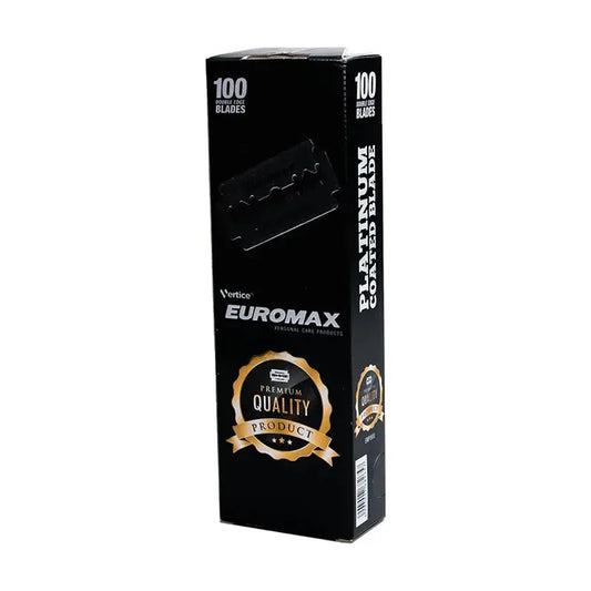 Euromax platinum-coated double edge razor blades by Pasteur Pharmacy, 100 blades for smooth shaving.