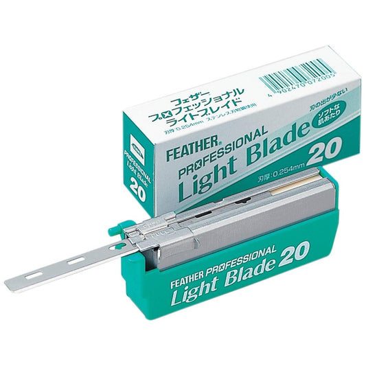 Feather Artist Club Professional Light Razor Blades by Pasteur Pharmacy, set of 20 blades for precision shaving.