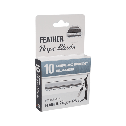 Set of 10 Feather Nape stainless steel razor blades, replacement blades for safety razors from Pasteur Pharmacy.