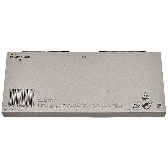 Gillette Perma-Sharp double edge razor blades in a 20x5 pack, suitable for safety razors, displayed in packaging.