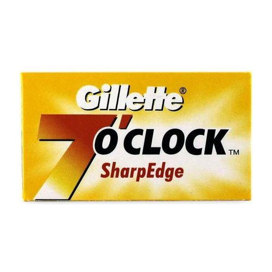 Gillette 7 O'Clock Sharp Edge Razor Blades in a 5-pack, featuring high-quality razor blades for a close, comfortable shave.