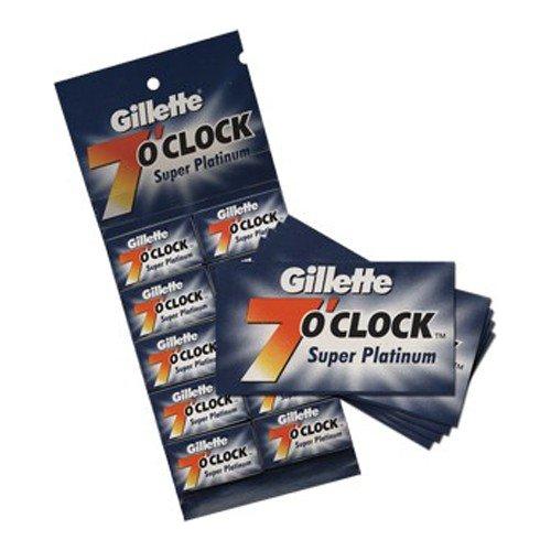 Gillette 7 O’Clock Super Platinum Razor Blades pack with 20 x 5 blades, designed for smooth shave and durability.