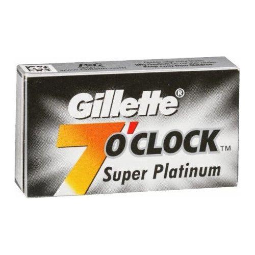 Gillette 7 O'Clock Super Platinum Razor Blades in a 5-pack, high-quality razor blades for a close, smooth shave.