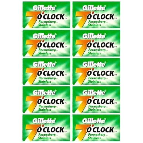 Gillette 7 O'clock Super Stainless Double Edge Razor Blades pack with 20x5 blades, designed for smooth shaving.