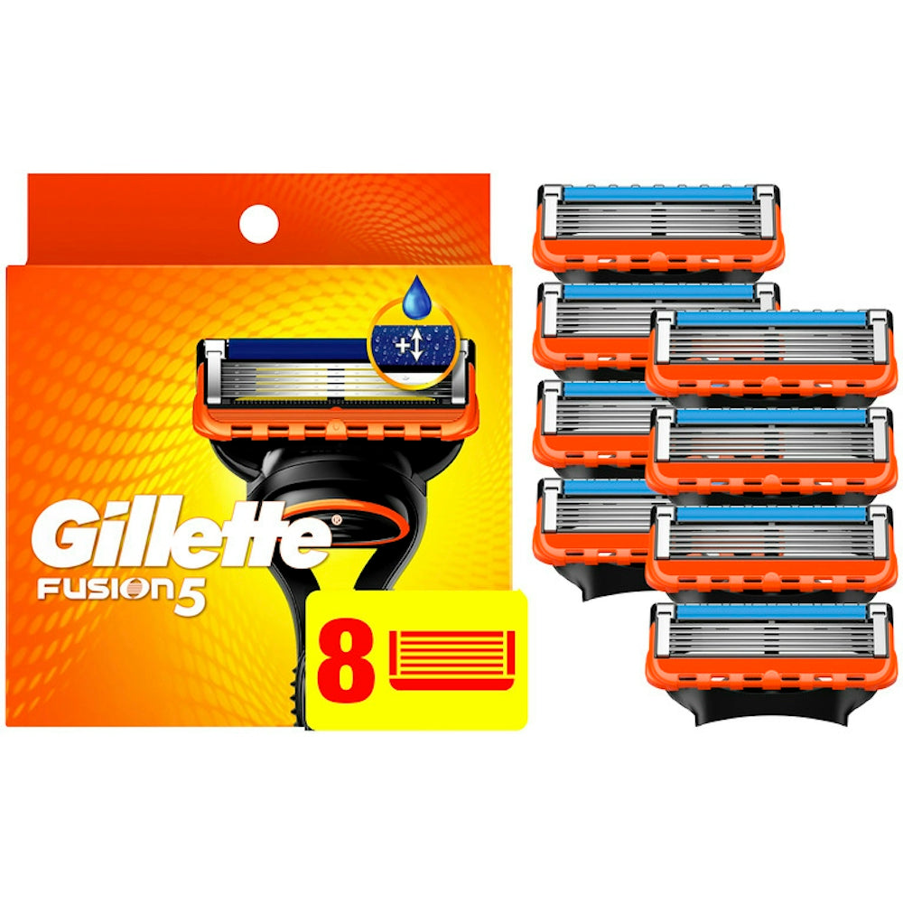 Gillette Fusion 5 razor blade refill cartridges, 8-pack, designed for smooth shaving from Pasteur Pharmacy.