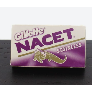 Gillette Nacet stainless double edge razor blades in a 5-pack, designed for smooth shaving and precision grooming.