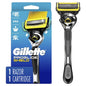 Gillette Pro Glide Shield Razor for Men with handle and one blade refill, featuring a sleek design and comfort grip.