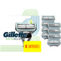 Gillette Skin Guard men's razor blades, 8-blade refills, packaged in a box with branding and product details visible.
