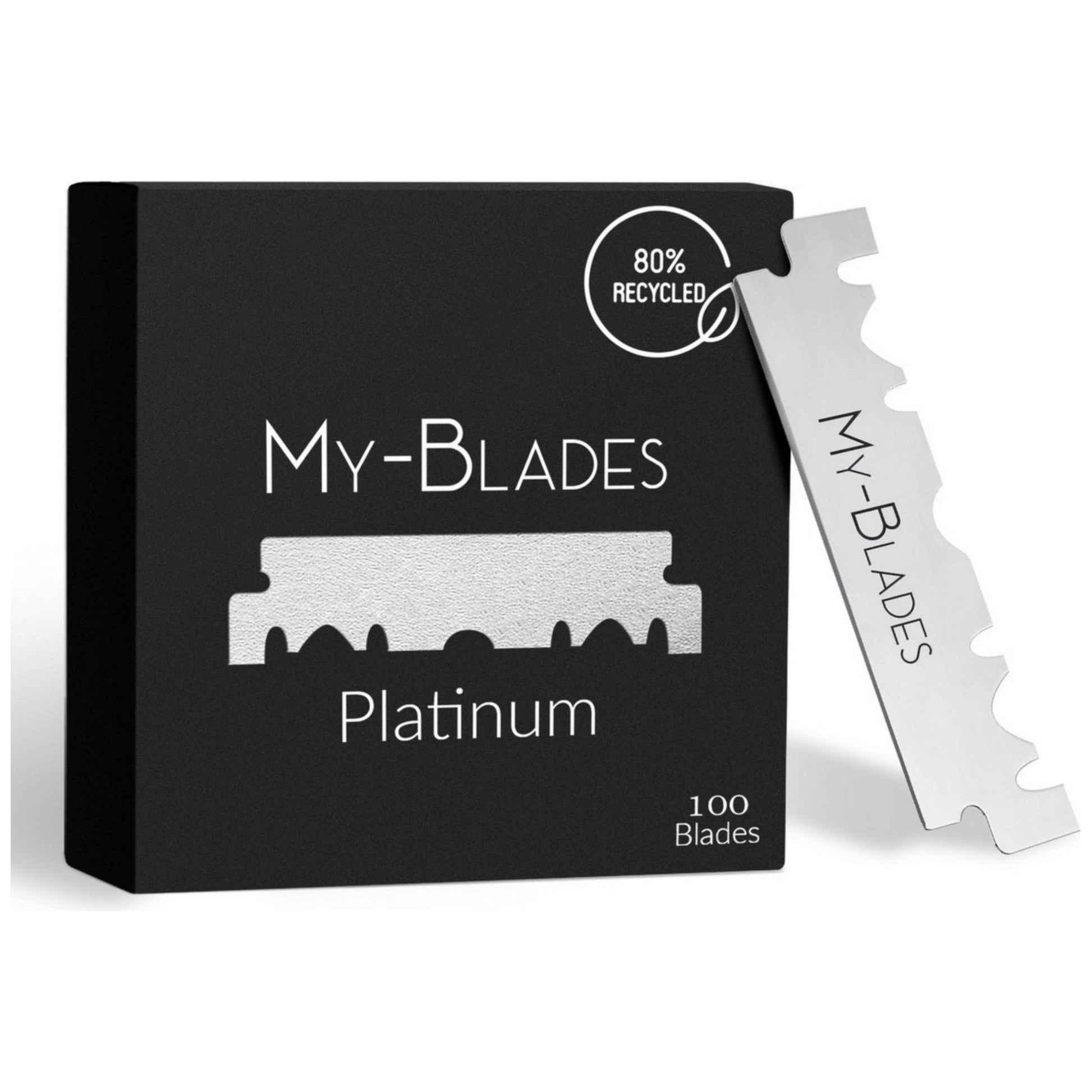 My-Blades Platinum Single Edge Razor Blades by Pasteur Pharmacy, 100-count pack, featuring sharp stainless steel blades for precise shaving.