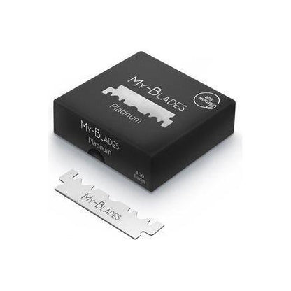 My-Blades Platinum single edge razor blades by Pasteur Pharmacy, 100-count package with sharp, durable blades for precise shaving.