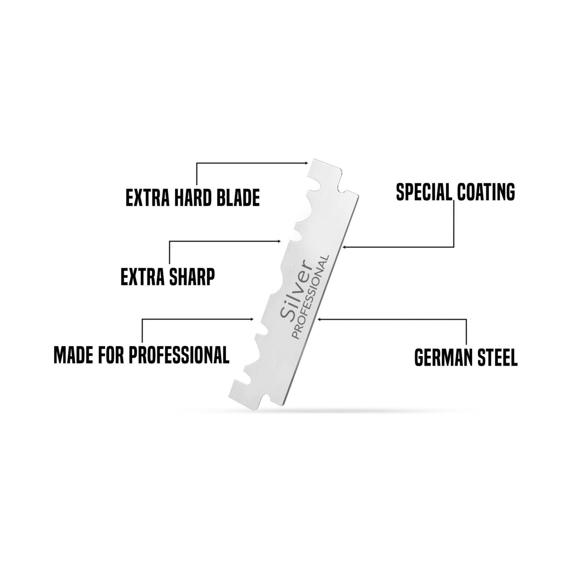 My-Blades Silver Single Edge Razor Blades pack of 100, sharp blades for precise shaving and grooming.