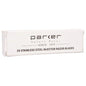 Parker stainless steel injector razor blades, 20-count, sharp replacement blades for safety razors, in packaging.