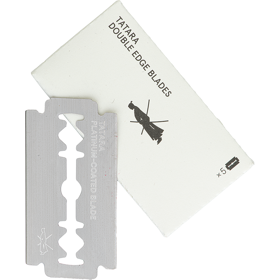 Tatara Double Edge Razor Blades by Pasteur Pharmacy, set of 5 blades for shaving razors, with sharp, double-edged design.
