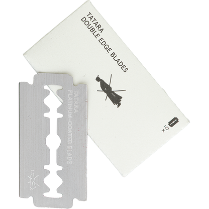 Tatara Double Edge Razor Blades by Pasteur Pharmacy, set of 5 blades for shaving razors, with sharp, double-edged design.