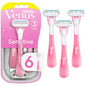 Venus Gillette Disposable Razors Sensitive 6-pack, razor blades with smooth handle and protective cover for gentle shaving.