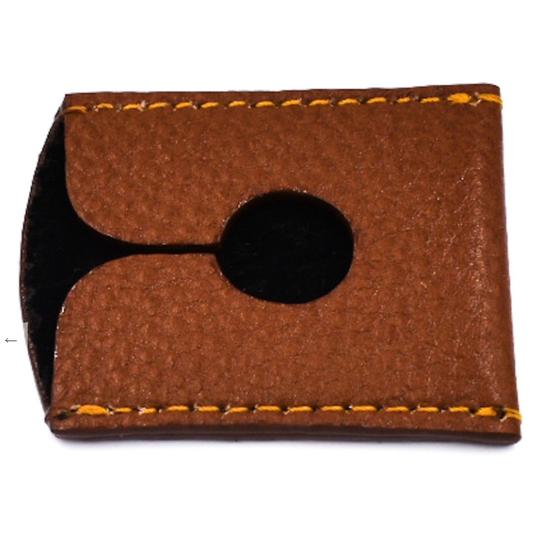 Brown leather Parker Razor Cover, stylish and protective case for safety razor, by Pasteur Pharmacy.