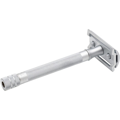Merkur 22C matte finish HD long handle safety razor with double edge blade for a close, smooth shave.