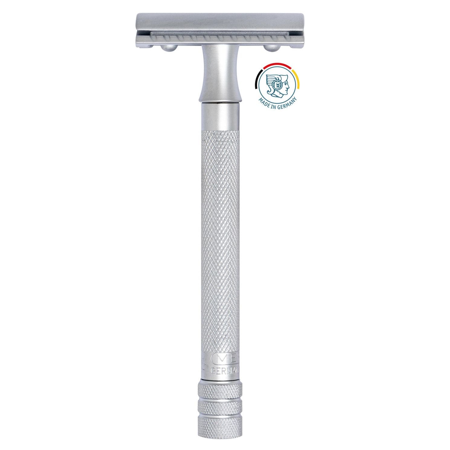 Merkur 22C matte finish HD long handle safety razor with double-edge blade for a close, comfortable shave.