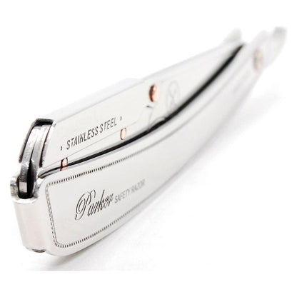 Parker SRX heavy-duty stainless steel handle clip-type barber straight razor with a sleek, durable design and polished finish.