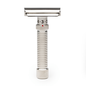 Rex Supply Co. Ambassador polished stainless steel adjustable safety razor, DE style with textured handle and polished finish.