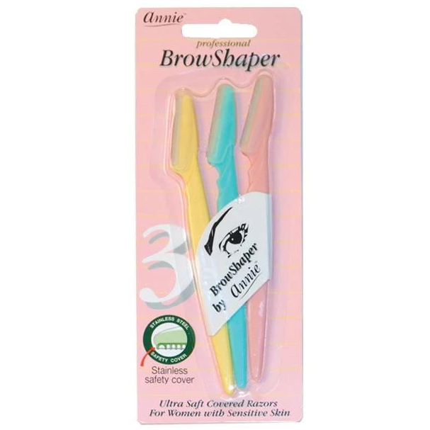 Annie 3pcs eyebrow shaper razors from Pasteur Pharmacy with precision blades for eyebrows grooming and shaping.