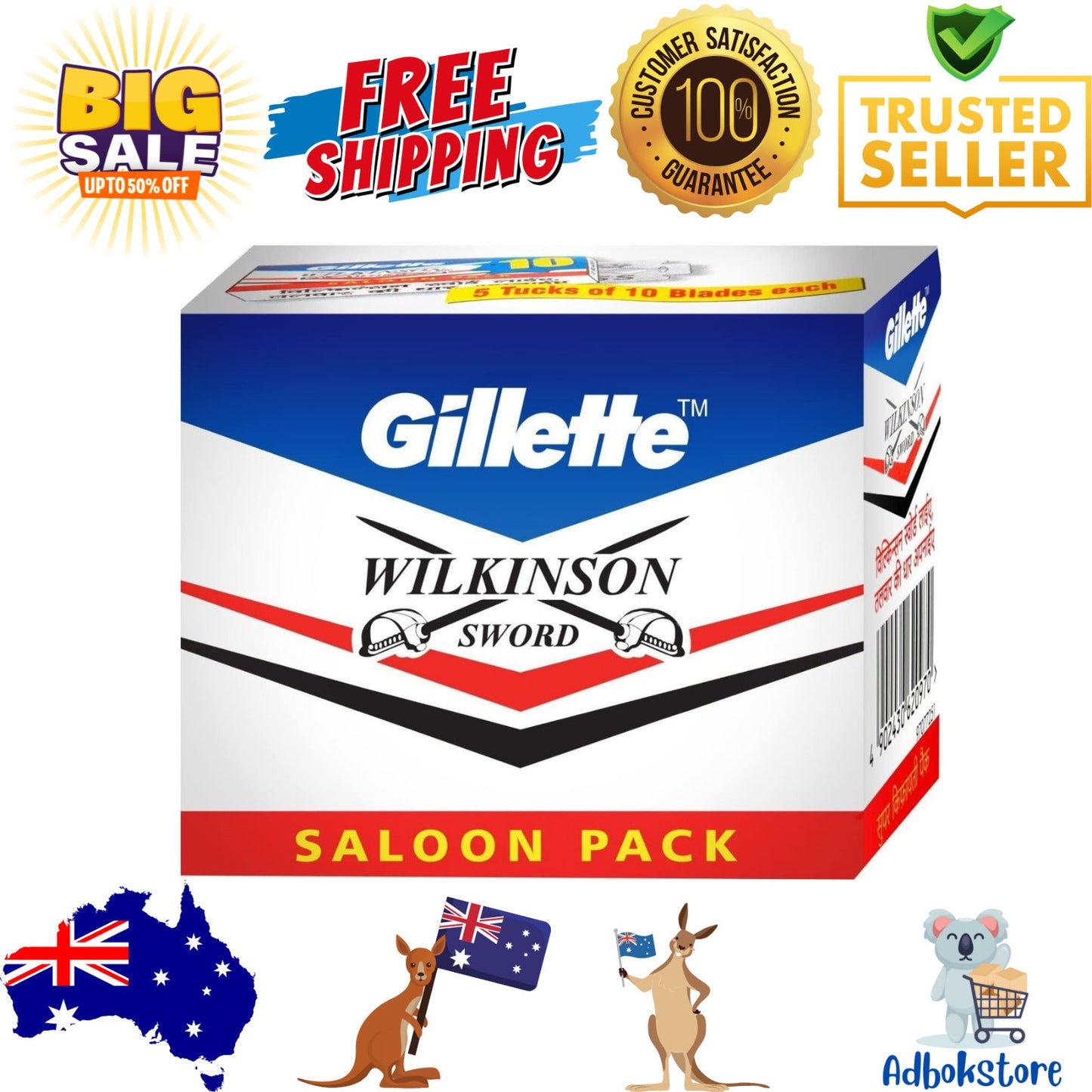 Gillette Double Edge Platinum Plus men's razor blade with sharp double-edged design for a smooth shave.