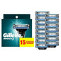 Gillette Mach3 men's razor blades, 15-count pack, featuring three-blade design and ergonomic handle for a close shave