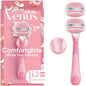 Gillette Venus ComfortGlide White Tea women's razor with one handle and two blade refills, designed for smooth shaving.