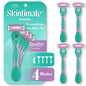 Skintimate Schick Sensitive Skin women's disposable razors, 4-pack, with ergonomic handles and protective razor blades for smooth shaving