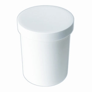 Set of 12 plastic ointment jars with molded white caps, 0.5 oz refillable storage containers by Pasteur Pharmacy.