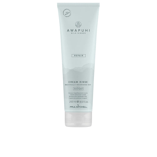 Paul Mitchell Awapuhi Repair Cream Rinse with KeraTriplex, 8.5oz, a repair cream for damaged hair in a white bottle.