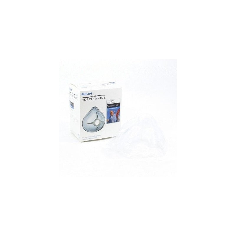 Large Aboca Respironics HS81311-010 mask for OptiChamber Advantage, respiratory care device with clear face mask and adjustable straps.