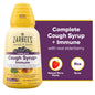 Zarbee's Cough and Immune Support Syrup in natural berry flavor, 236ml, in a clear bottle with a white and berry-colored label.