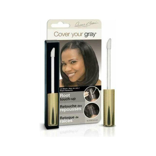 Irene Gari Cover Your Gray root touch-up for women in jet black, 0.25 oz, with a small applicator brush for quick gray coverage.