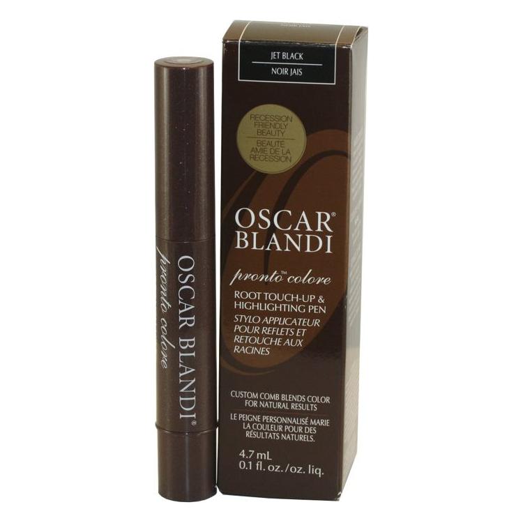 Oscar Blandi Pronto Colore Jet Black root touch-up and highlighting pen, 0.16 fl oz, for quick hair color correction and highlights.