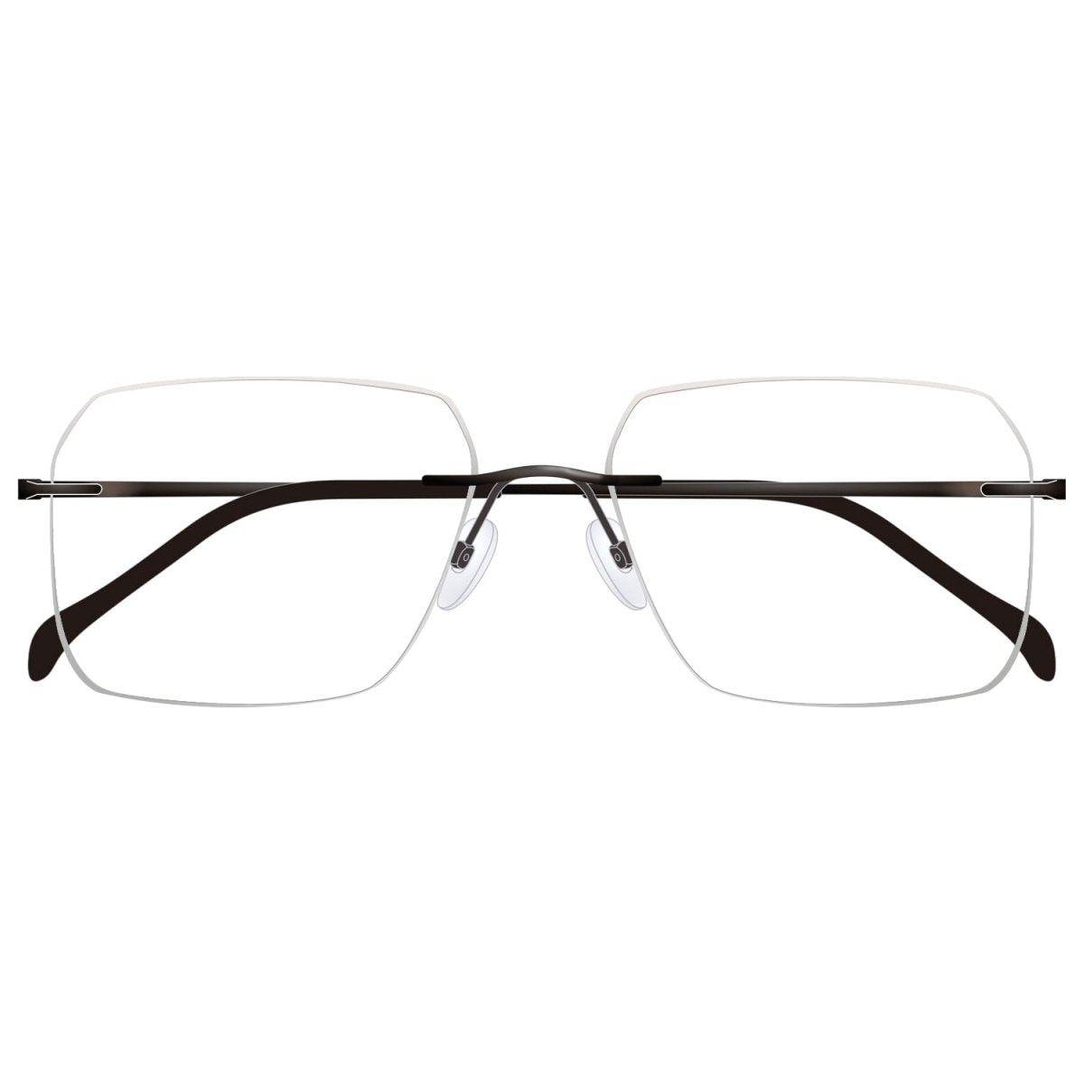 Black TiRag Rx eyeglasses with rectangular frames from Pasteur Pharmacy, showcasing the stylish design and clear lenses.