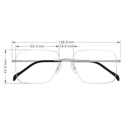 Black TiRag Rx eyeglasses with rectangular frames and clear lenses, designed for everyday wear.