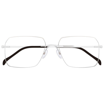 Black TiRag Rx eyeglasses with rectangular frames from Pasteur Pharmacy, displayed on a white background.