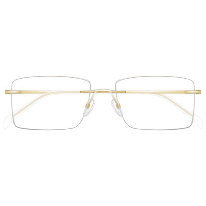 Black TiRak Rx eyeglasses with rectangular frames and clear lenses, stylish and lightweight design from Pasteur Pharmacy.