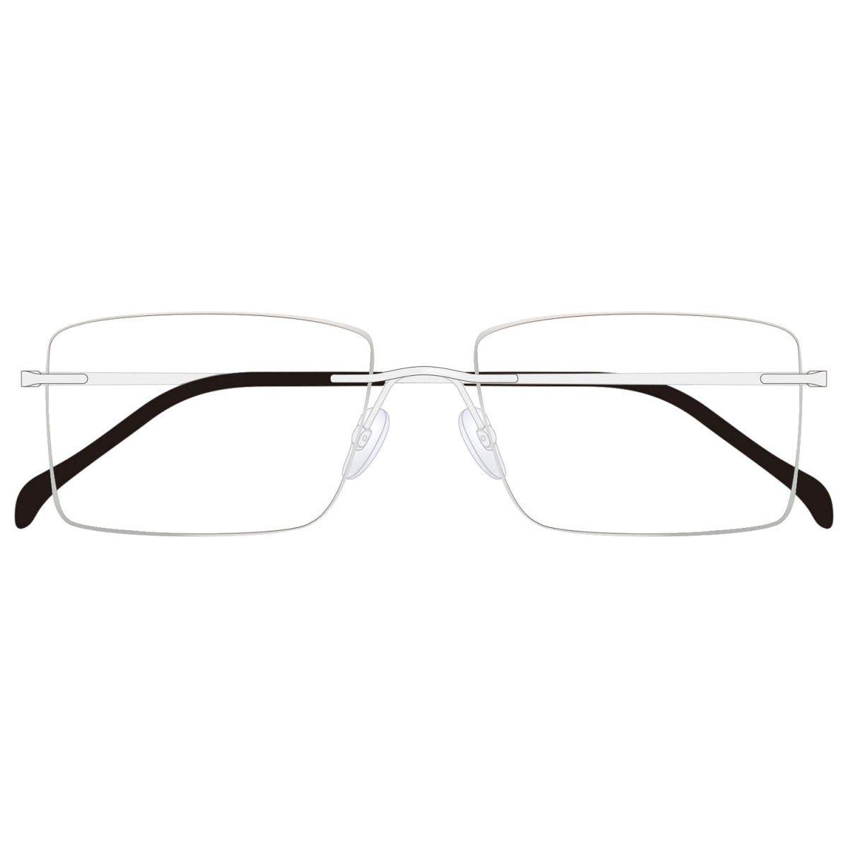 Black TiRak Rx eyeglasses with rectangular frames from Pasteur Pharmacy, showcasing clear lenses and sleek design.
